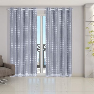 Cortina Blackout PVC Cinza Voil Xadrez 2,80m x 2,30m Forro 100% PVC/Voil 100% Poliéster - Branco