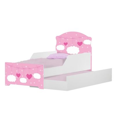 Mini Cama Infantil com Cama Auxiliar 153x79cm Personagens Nuvem Menina K02 - D'Rossi
