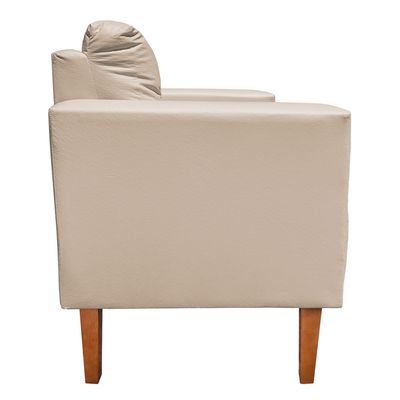 Poltrona Sala Decorativa Livia Pé Madeira Castanho Sintético Bege M11 - D'Rossi