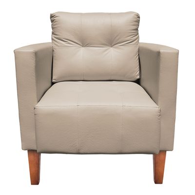 Poltrona Sala Decorativa Livia Pé Madeira Castanho Sintético Bege M11 - D'Rossi