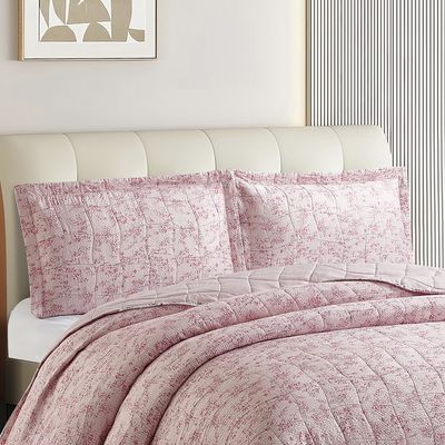 Kit Cobre Leito Colcha Anarruga Estampada Campestre 3 Peças Queen 240x260cm Sonhare