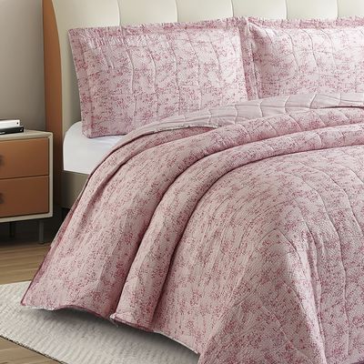 Kit Cobre Leito Colcha Anarruga Estampada Campestre 3 Peças Queen 240x260cm Sonhare