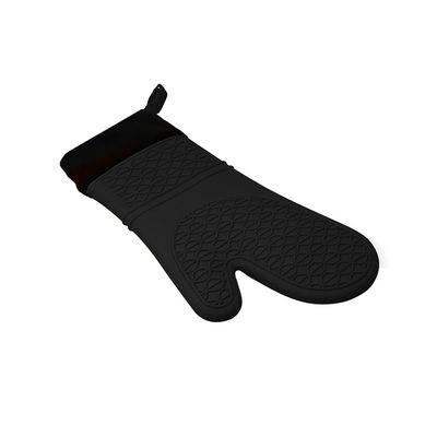 Luva de Cozinha Churrasco Silicone Preto e Forro Tecido
