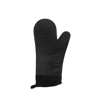 Luva de Cozinha Churrasco Silicone Preto e Forro Tecido