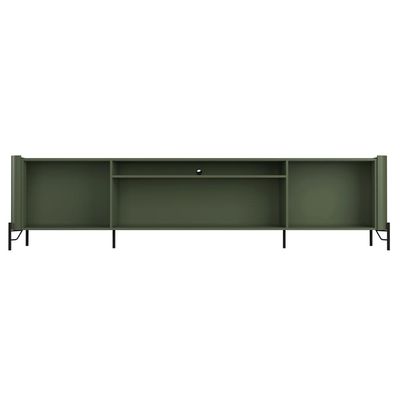 Rack Para Sala de Estar TV 75 Pol 4 Portas Brise Pés Industrial Preto Alef I03 Musgo - Lyam Decor