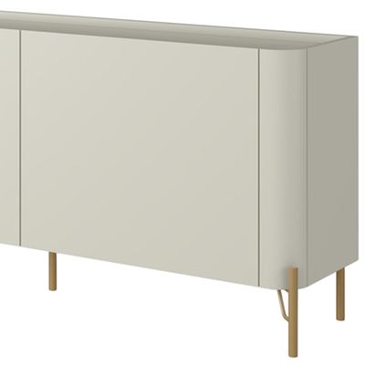 Rack Para Sala de Estar TV 75 Pol 4 Portas Pés Industrial Dourado Alef I03 Luna - Lyam Decor