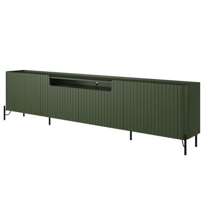 Rack Para Sala de Estar TV 75 Pol 4 Portas Brise Pés Industrial Preto Alef I03 Musgo - Lyam Decor