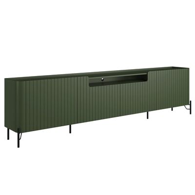 Rack Para Sala de Estar TV 75 Pol 4 Portas Brise Pés Industrial Preto Alef I03 Musgo - Lyam Decor