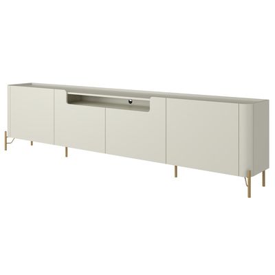 Rack Para Sala de Estar TV 75 Pol 4 Portas Pés Industrial Dourado Alef I03 Luna - Lyam Decor