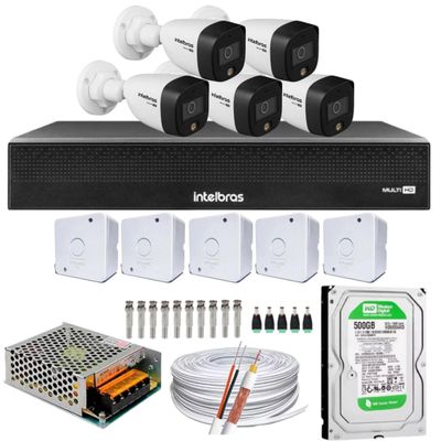 Kit 5 Câmera Segurança Intelbras Full Notuna Colorida Hd 500gb