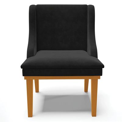 Kit 2 Cadeiras Decorativas Sala de Jantar Base Fixa de Madeira Firenze Suede Preto/Castanho G19 - Gran Belo