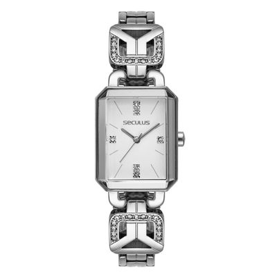 Relógio Seculus Feminino Ref: 23736l0svnb2 Retangular Bracelete Dourado
