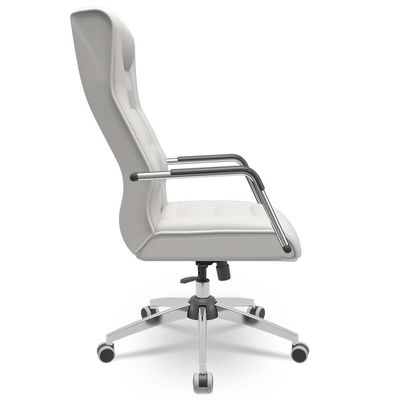 Kit 02 Cadeiras De Escritório Giratória Presidente Base Cromada Kirk P03 Facto Branco - Lyam Decor