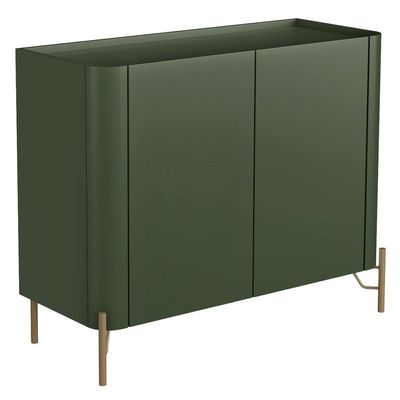 Aparador Buffet Para Sala de Jantar 2 Portas Pés Industrial Dourado Naim I03 Musgo - Lyam Decor