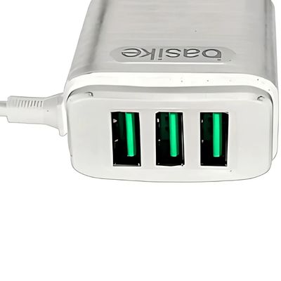 Carregador Rápido Celular 3 USB Micro USB V8 5.1A Cor Branco