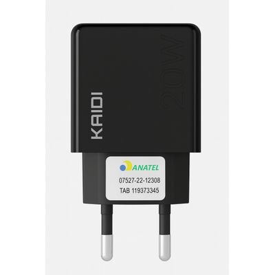 Fonte Turbo Preto / Carregador Elétrico Bivolt com Cabo Tipo C