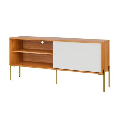 Rack para TV 144 cm com 1 Porta de Correr Florença Freijó Off White Dalla Costa