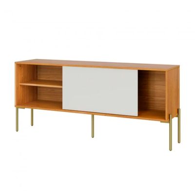 Rack para TV 144 cm com 1 Porta de Correr Florença Freijó Off White Dalla Costa
