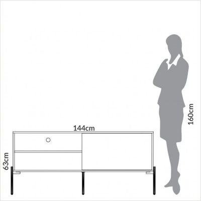 Rack para TV 144 cm com 1 Porta de Correr Florença Freijó Off White Dalla Costa