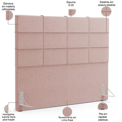 Cabeceira Cama Box Casal 140 cm Roma W01 Linho Rosê - Lyam