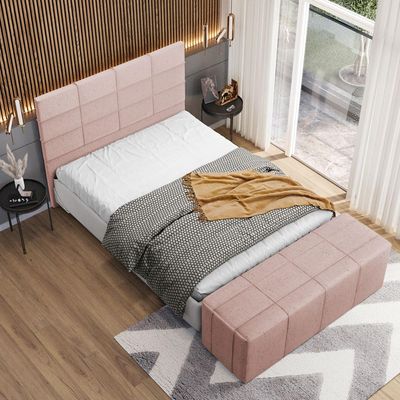 Cabeceira Cama Box Casal 140 cm Roma W01 Linho Rosê - Lyam