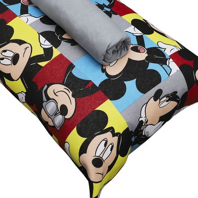 Jogo de Cama Portallar Solteiro Malha 100% Algodao Disney Mickey Glasses 2 Pçs Cinza