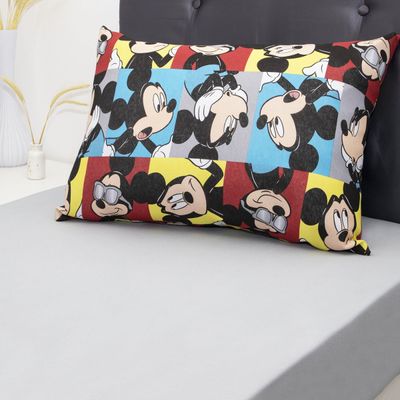 Jogo de Cama Portallar Solteiro Malha 100% Algodao Disney Mickey Glasses 2 Pçs Cinza