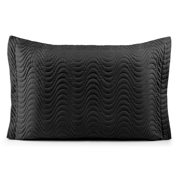 Porta Travesseiro Avulso 70cm x 50cm Com Debrum 1 Peça Laura Matelado Toque 400 Fios 100% Poliéster - Preto