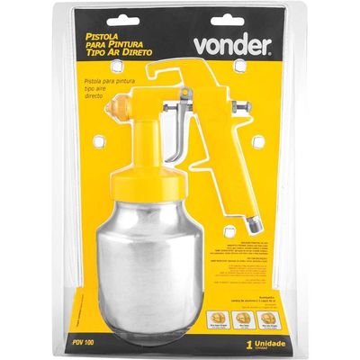 Pistola para pintura com caneca em alumínio tipo sucção ar direto PDV 100 VONDER