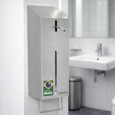 Dispenser de Parede Sabão Líquido Álcool Gel 500ml Aço Inox Tramontina Acetinado