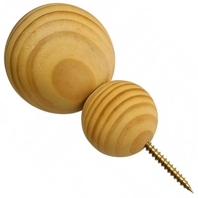 Kit 5 Ganchos Cabideiros de Parede Esfera em Madeira Maciça Pinus Cor Natural