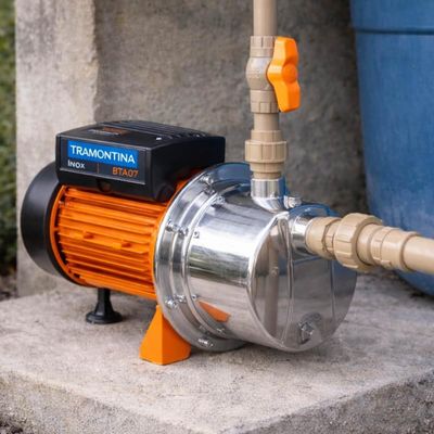 Bomba D’água Elétrica Autoaspirante Inox Tramontina BTA07i Motobomba Transferir Reforçar Irrigação Bivolt