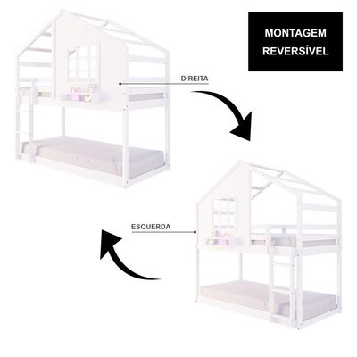 Beliche Montessoriano Casinha Com Janela Madeira Maciça Branco Housin