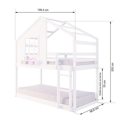 Beliche Montessoriano Casinha Com Janela Madeira Maciça Branco Housin