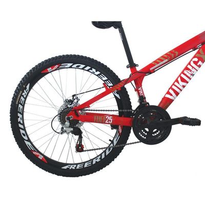 Bicicleta Freeride Aro 26 Freio Disco 21V Vermelho Viking X