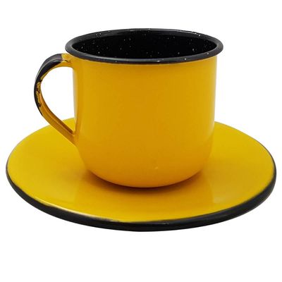 Caneca Esmaltada com Pires Café Chá 180ml
