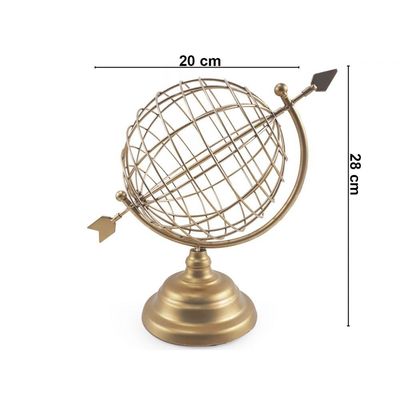 Globo Giratório Modelo Flecha Em Metal Dourado 26x18Cm
