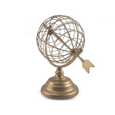 Globo Giratório Modelo Flecha Em Metal Dourado 26x18Cm