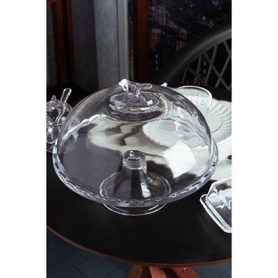 Boleira De Cristal Com Pé E Tampa Bird 30cm Transparente Wolff