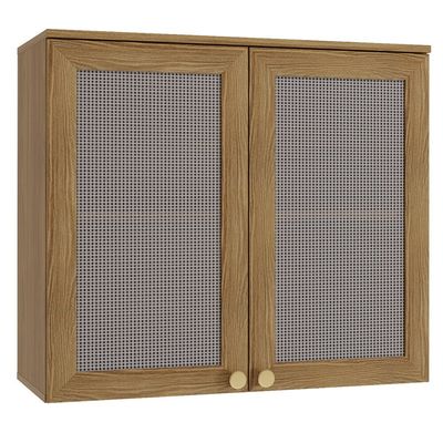 Armário Aéreo Botanic 80cm com Tela 2 Portas MDP Kappesberg Nogueira