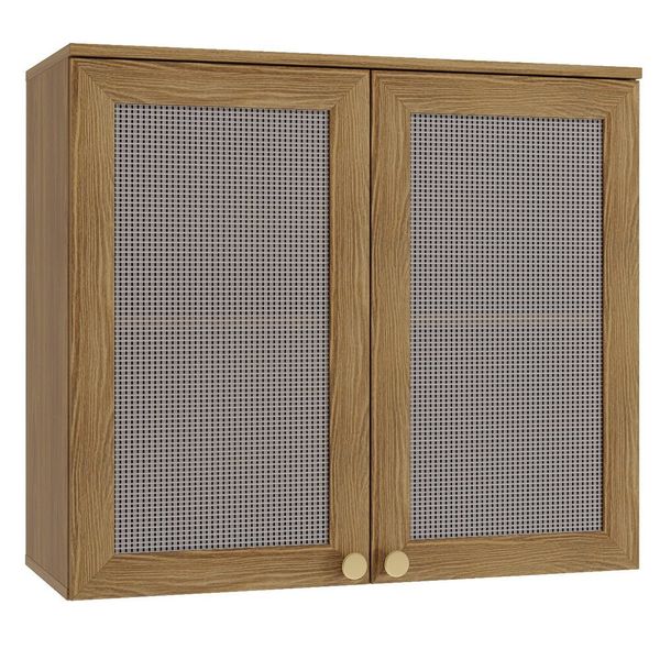 Armário Aéreo Botanic 80cm com Tela 2 Portas MDP Kappesberg Nogueira