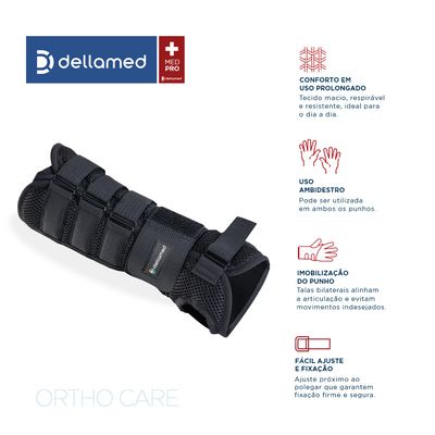 Órtese Bilateral de Punho Ortho Care Dellamed P / Preto