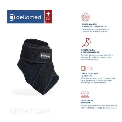 Tornozeleira Ajustável Especial Ortho Care Dellamed ESPECIAL / Preto