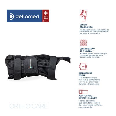 Órtese Longa com Polegar Esquerdo Ortho Care Dellamed P / Preto
