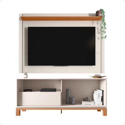 Bancada Rack Com Painel Para Tv Até 55 Polegadas Jace Bege
