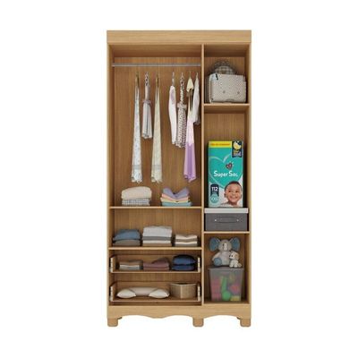 Guarda-roupa Infantil 92cm 3 Portas E 2 Gavetas Dengo Multimóveis Mp4437 Madeirado/branco Madeirado/branco