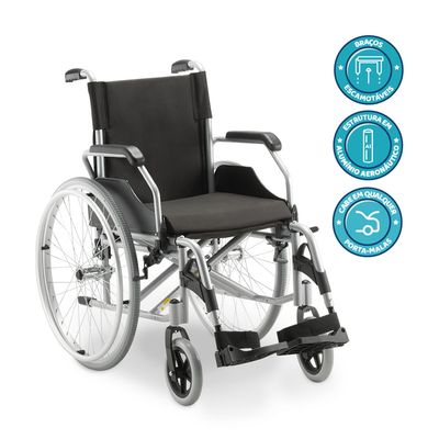Cadeira de Rodas com Elevação de Pernas e Apoio de Cabeça D600 T46 Dellamed UNICA