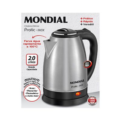Chaleira Elétrica Mondial Pratic CE-06 Prata 2L - 220V