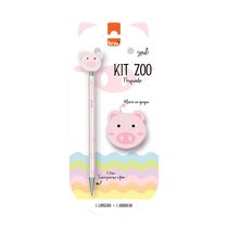 Kit Escrita Brw Zoo Porco com Lapiseira 0.7mm e Borracha