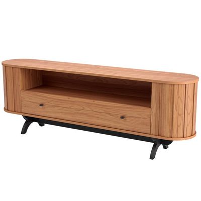 Rack Para Sala de Estar TV 60 Pol Orgânico 180cm Penina D03 Freijó Preto Fosco - Lyam Decor